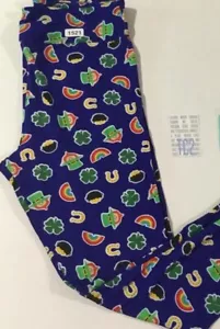 New Lularoe St Patricks TC2 Size 18 + Blue Background W/ Leprechauns, Rainbows - Picture 1 of 2