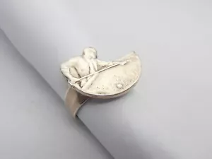 Biliardo : Anello in Argento 925 con Giocatore di Biliardo - Gioco - Stecca - - Imagen 1 de 4