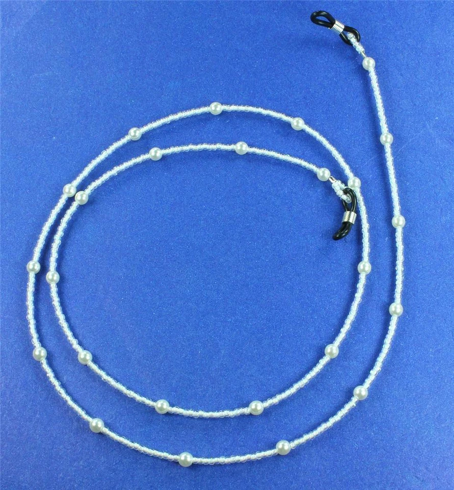 Soporte para gafas con cuentas de semillas de vidrio Toho crema/blanco, cadenas Foto 1 de 1