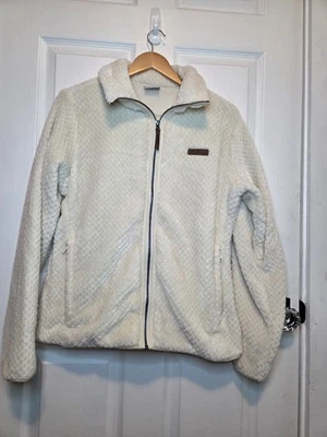 Columbia Fleece Jacket Cream XL Cozy Athletic Outdoors Preppy Classic Cabin - Image 1 of 4