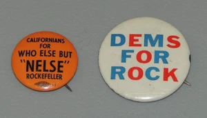 Nelson Rockefeller für Präsident & Demokraten für Rock Kampagne Lot Pinback Buttons - Bild 1 von 10