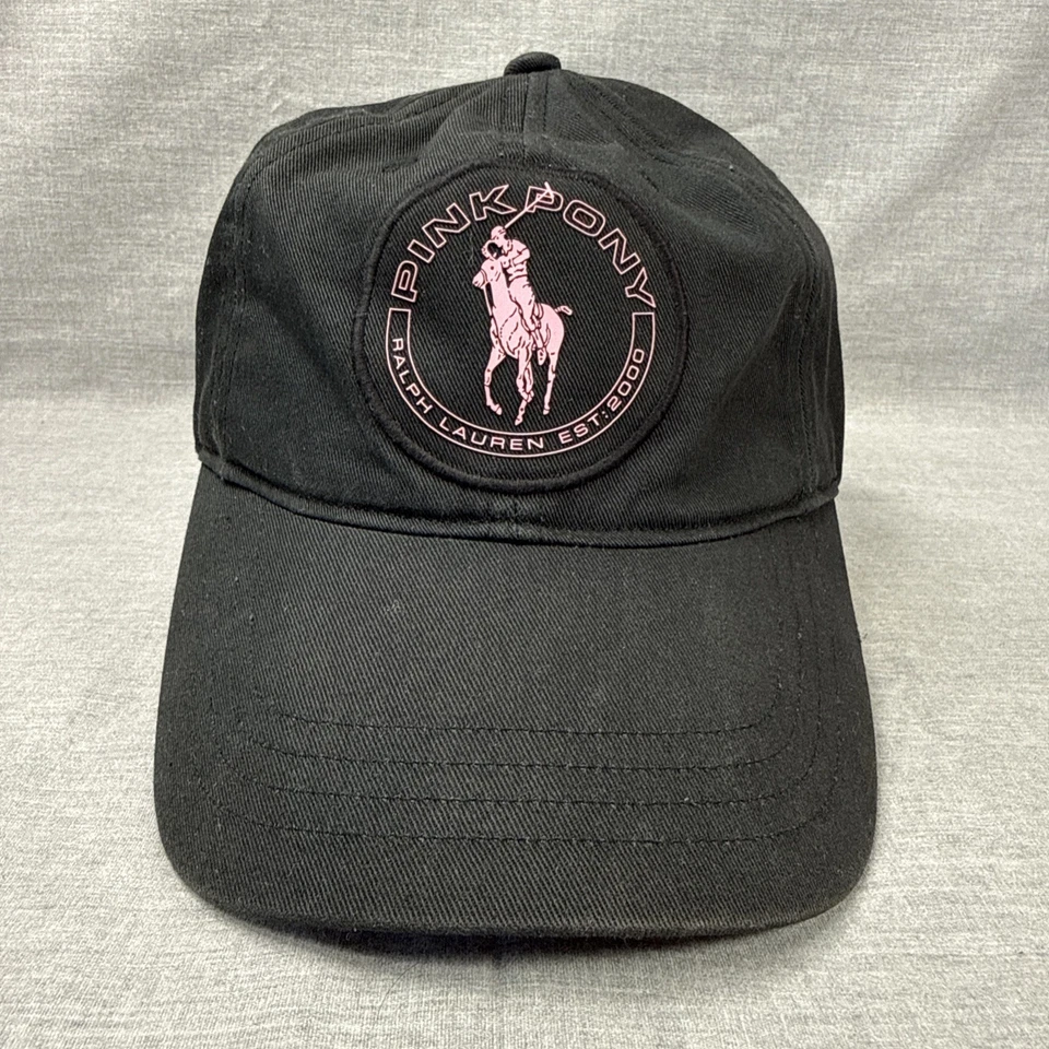 Polo Ralph Lauren Pink Pony Twill Baseball Cap - Black Pink Ladies Fit - Image 1 of 4