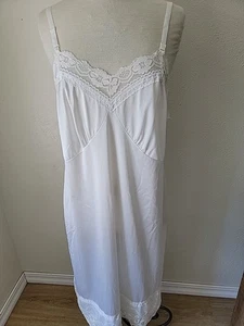 Vintage Slip Night Gown Chemise Lace Trim Adjustable Straps Babydoll L/XL Lined - Picture 1 of 10