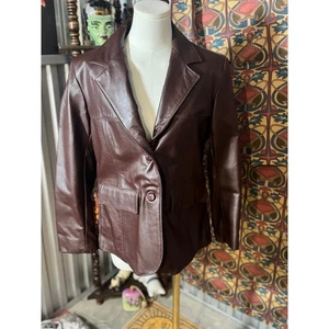 Vintage Leather Shop Sears Leder Blazer Jacke Braun Argentina Gr. 14 - Bild 1 von 3