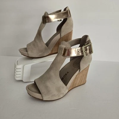 Zapatos TSUBO Nancie Tostado/Taupe Nubuck Mujer Cuña Plataforma Tacones EE. UU. 5 Foto 1 de 4