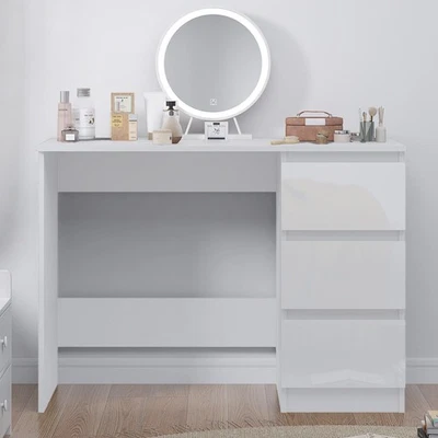 3 Drawer Dressing Table Scandinavian Design Modern Bedroom Furniture White Gloss - Image 1 of 4