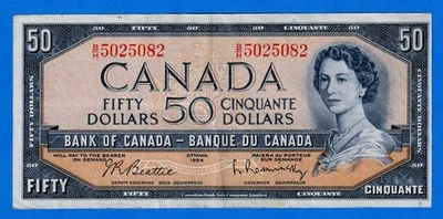 Canada $50 1954 BC-42b / P-81b - QE II - Circulated Note B/H 5025082 - Image 1 of 3