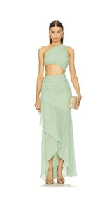 Vestido Michael Costello x REVOLVE Britney Verde Pistacho Recorte Maxi Grande - Imagen 1 de 6