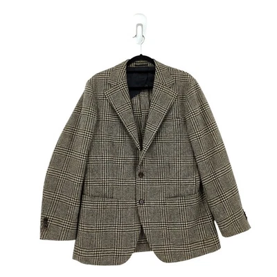Spier Mackey Men 42 S Houndstooth Blazer Jacket Brown Sports Coat Wool Super - Image 1 of 4