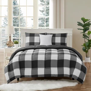 Buffalo Plaid 7 Piece Bedding Set With Bonus Pillow All Season Comforter Set - Picture 1 of 7