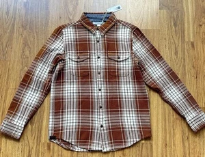 Outerknown Men’s Medium The Blanket Shirt Orange Plaid Cotton Flannel - Picture 1 of 7