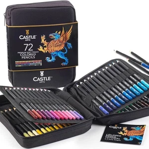 🎨 Castle Arts 72-Coloured Pencils Soft‑Touch Wax Core Set in Sturdy Zip Case ✏️ - Picture 1 of 5