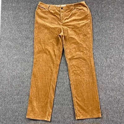 Pantalones Charter Club para mujer 14W tostado pana Lexington rectos elásticos 5 bolsillos Foto 1 de 4