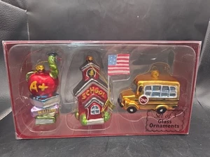 Juego de 3 adornos de vidrio soplado con tema de maestro escolar adorno de regalo b - Imagen 1 de 4