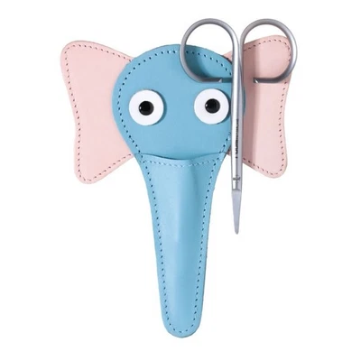 Rubis Stainless Steel Infant Nail Scissors with Blue Leather Elephant Case Foto 1 de 4