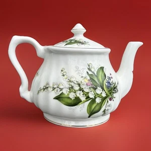 Maiglöckchen Krone Victorian Staffordshire Teekanne Fine Bone China England - Bild 1 von 10