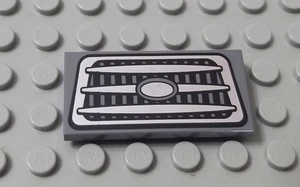 LEGO Dark Bluish Gray 2x4 Tile with Silver Car Grille Pattern - Picture 1 of 1