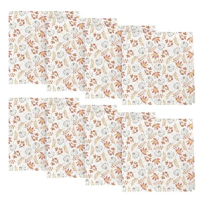 Cloth Napkins 18x 18Inch Thanksgiving Autumn Harvest White Pumpkin Orange Leaf P - Изображение 1 из 4