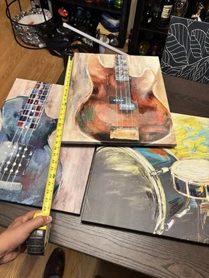 Настенное искусство гитара бас и барабаны домашний декор - Изображение 1 из 4