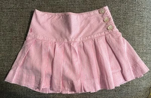 Girls Polo Ralph Lauren Pink White Pleated Seersucker tennis skirt shorts, Sz 8 - Picture 1 of 7