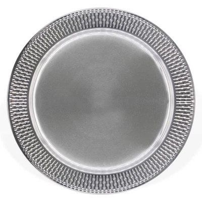 13-дюймовые зарядные тарелки из нержавеющей стали с бисером, серебряные зарядные устройства для обеденных тарелок S... - Изображение 1 из 4