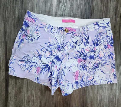 Pantalones Cortos Lilly Pulitzer Mujer Callahan Tejidos Púrpura/Rosa Floral Talla 8 Foto 1 de 4