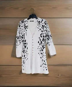 New Nic + Zoe Linen Blend Long Sleeve Button Cardigan Sz Petite M - Picture 1 of 10