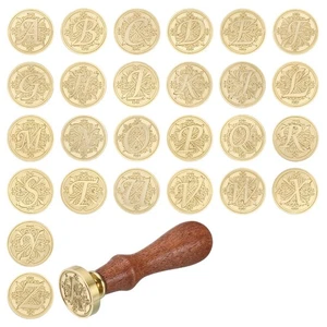 Select Alphabet Wax Seal Stamp 26 Letters A-Z Sealing with Wooden Handles - Picture 1 of 1