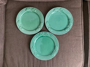3 Vintage Bordallo Pinheiro Grün Kaninchen Häschen Salat Mittagessen Teller 8,5" Verrückt - Bild 1 von 6