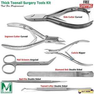 Professional Ingrown Toenail Cutter Nail Files Kit Chiropody Podiatry 7Pcs Set - Picture 1 of 9
