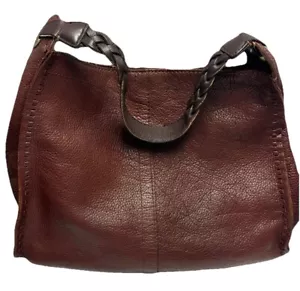 Vintage Lucky Brand Francoise Soft Genuine Leather Hobo Shoulder Bag Brown - Picture 1 of 11