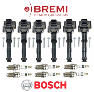 Ignition Coil + Spark Plug (6set) OEM Bosch Bremi for Porsche 911 Boxster 99-04 - Picture 1 of 1