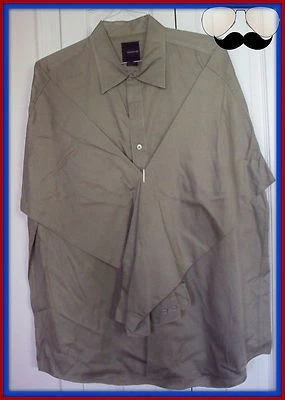 XL Pizarras Taupe Beige Sedoso Popelina Algodón Camisa Abotonada Largo Slv Vestido Informal  Foto 1 de 4