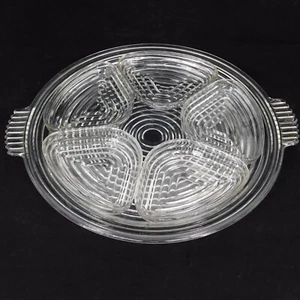 Anchor Hocking Manhattan Clear Relish Serving Tray 5 Insert Bowls Chip Dip - Picture 1 of 7