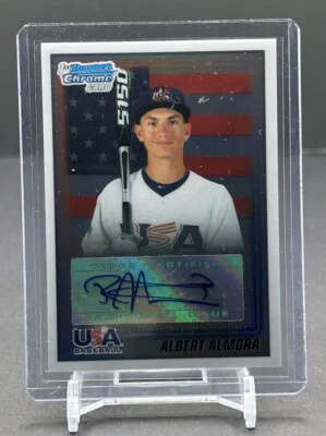2010 BOWMAN CHROME USA BASEBALL 1ST REFRACTOR ALBERT ALMORA AUTO /199 - Image 1 of 2