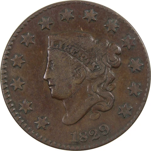 1829 Large Letters Coronet Head Large Cent Very Good Copper SKU:I3433 Cover