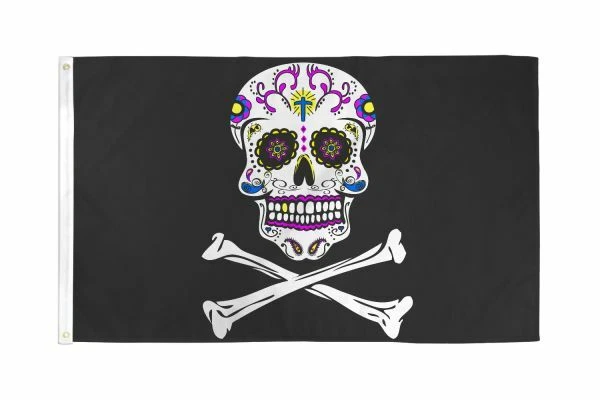 Pirate Sugar Skull Flag - 3ft x 5 ft - Image 1 of 1