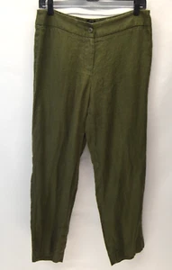 Pantalone Talbots 100% lino donna 8 verde oliva Heritage Boho tessuto costiero 32/25 - Foto 1 di 12