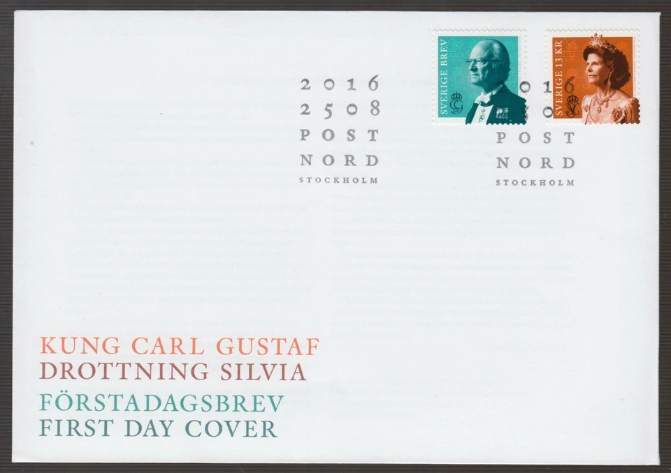 Sweden 2016 FDC King Carl Gustav & Queen Silvia - Image 1 of 1
