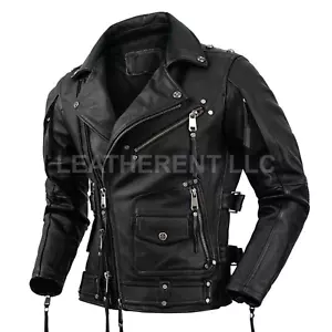 Stilvolle Herren Motorradbekleidung Vintage Stil Biker Oberbekleidung Echt Leder Jacke - Bild 1 von 3