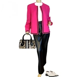 BLAZER VINTAGE ANNI 90 CIRCA HARVE BENARD ROSA E NERO MISTO LANA TAGLIA 16 - Foto 1 di 11