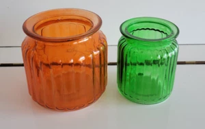 3 ASHLAND SIGNATURE ACCENT VASES RIBBED ORANGE GREEN YELLOW 4 AND 3.75 INCHES - Picture 1 of 9
