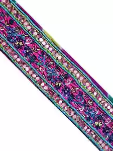 Indian Embellishment Lace Embroidered Border Vintage Saree Trim Dress Making - Picture 1 of 8