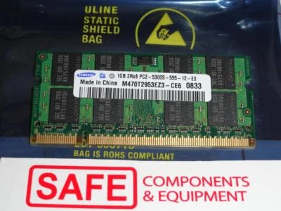 Samsung Memory 1x1GB M470T2953CZ3-CE6 2Rx8 PC2-5300S DDR2 667Mhz SODIMM MM-460A - Image 1 of 2