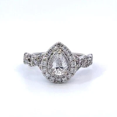 Neil Lane 14K White Gold Pear Diamond Halo Engagement Ring Size 5.75+ - Image 1 of 4