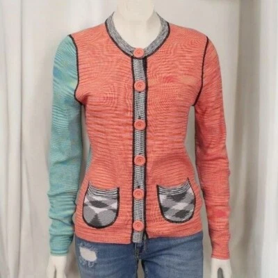 Cárdigan suéter bolsillos One Girl Who para mujer XS colorido hippie boho con botones Foto 1 de 4