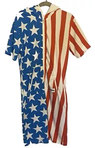 Tipsy Elves Unisex Einteiler Strampler Gr. Medium amerikanische Flagge kurze Kapuze durchgehender Reißverschluss - Bild 1 von 12