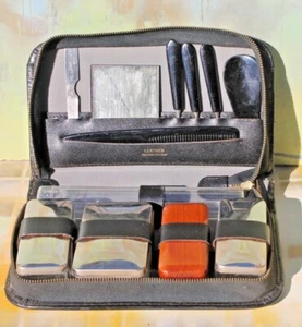 Kit de manicura de viaje de afeitado vintage, estuche de cuero negro con cremallera ¡NUEVO EN STOCK ENVÍO GRATUITO! - Imagen 1 de 12