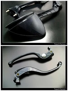 FIT KAWASAKI ZZR-1400 ZZR 1400 ZX-14R ZX14 2006-2016 Carbon Mirror and lever L+R - Picture 1 of 3