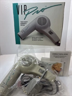 Vintage VIP PRO 1500 Pistol Hair Dryer Styler 90’s Complete Boxed In Packaging - Image 1 of 4